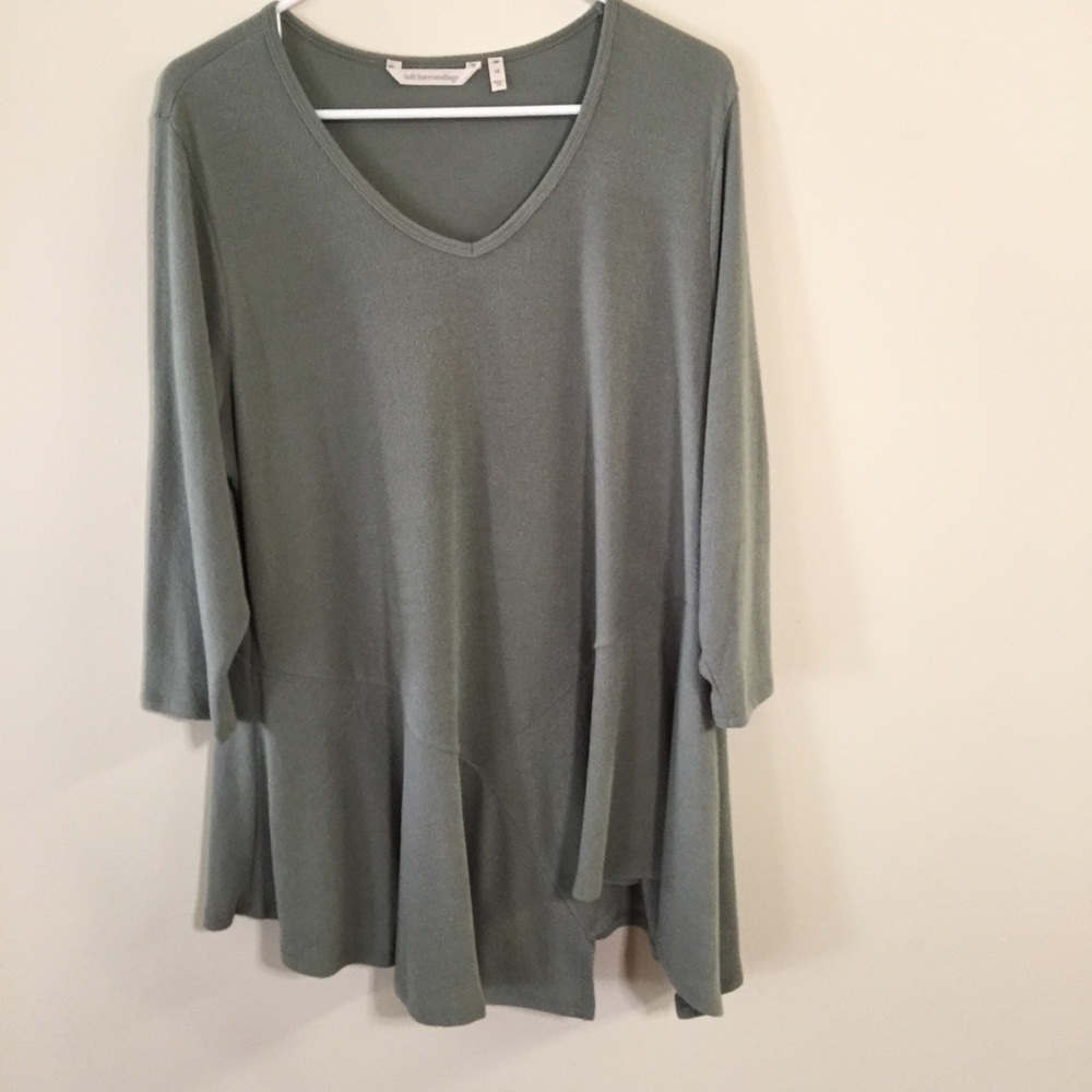 Soft Surroundings Sage Green Tunic Flared Hem